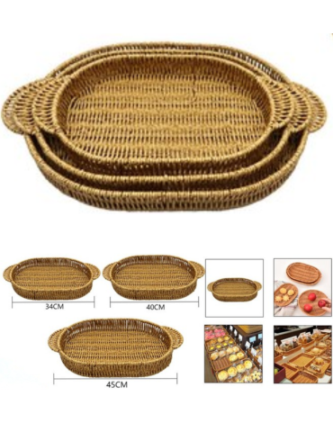 4 Set de Bandejas Ovaladas (1 Set Trae 3 PCS)