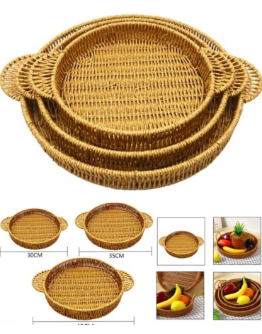 4 Set de Bandejas Redondas (1 Set Trae 3 PCS)