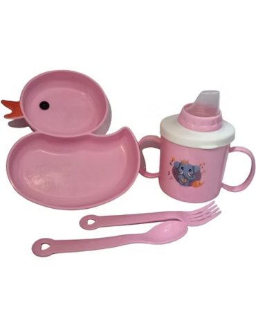 4 Set de Plato Pato para Bebe Colores Surtidos (1 Set Trae 4 PCS)