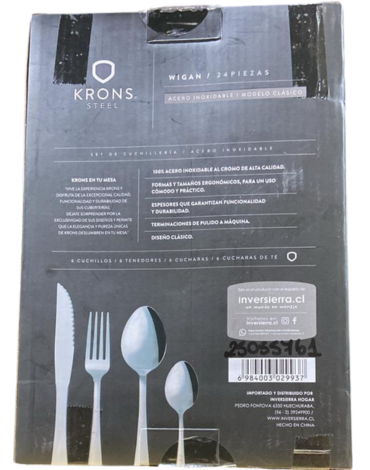 4 Juego de Cubiertos Acero Inoxidable Krons (1 Set Trae 24 PCS)