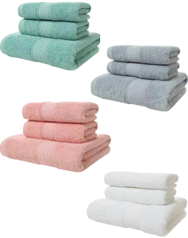 6 Set Toallas de Algodón Colores Surtidos (1 Set Trae 2 PCS)