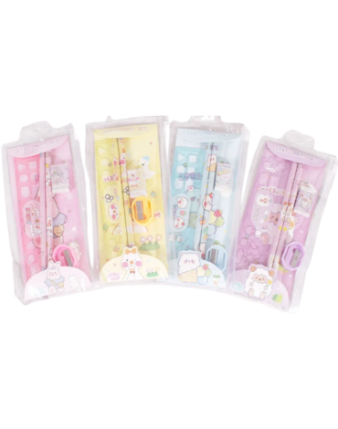 12 Set Escolar Chico (1 Set Trae 6 PCS) Medida: 20 x 10 cm aprox.