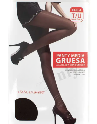 Panty Media Gruesa Puntera Reforzada Color Negro x 12 Unds. Talla: Estándar.