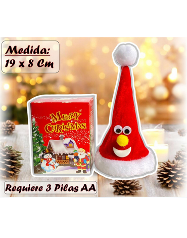 Sombrero Bailarín Musical Gorro Navideño x 4 Unds. Medidas: 19 x 8 cm aprox.