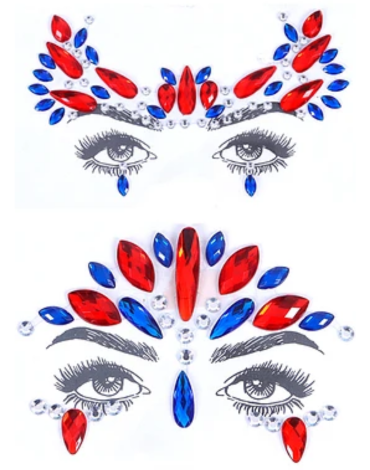Stickers Brillos Fiestas Patrias x 12 Unds. Medida: 15 x 16.5 cm aprox.