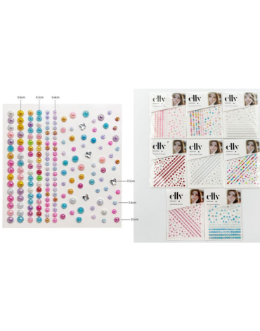 Sticker Adhesivo para Cara Colores Surtidos x 12 Unds.