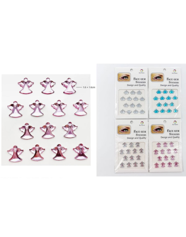 Sticker Adhesivo para Cara Colores Surtidos x 12 Unds.