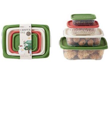 4 Set de Táper de Navidad Plástico.(1 Set Trae : 4 PCS  )