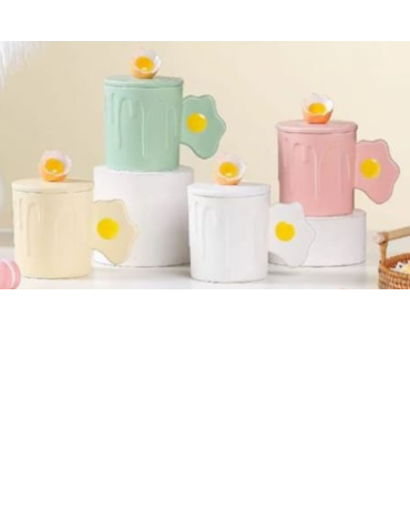 Tazas de Cerámica con Tapa x 4 Unds. Medidas: 360 ML
