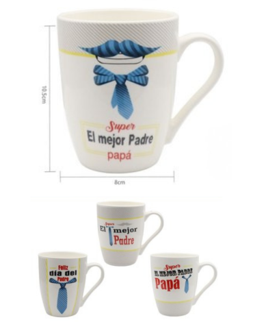 Tazas de Cerámica Dia del Padre Modelos Surtidos x 12 Unds.Medida : 10.5 x 8cm aprox.