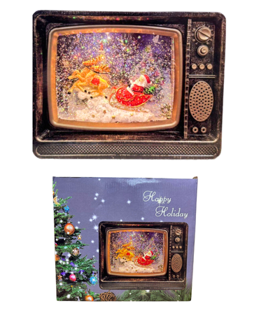 Televisión LED Navideño Decorativo x 1 Und. Medidas: 25 x 19.5 x 8.5 cm aprox.