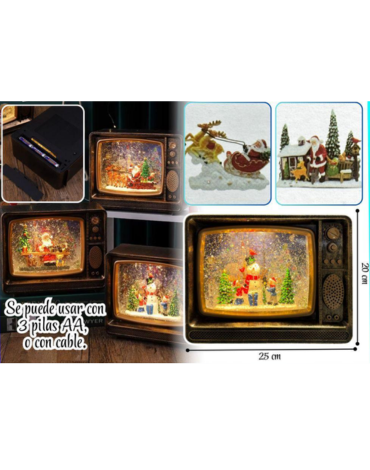 Televisión LED Navideño Decorativo x 1 Und. Medidas: 25 x 20 cm aprox.
