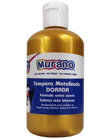 Frasco de Témpera Metalizada Color Dorado Murano x 4 Unds. Medida: 250 ml