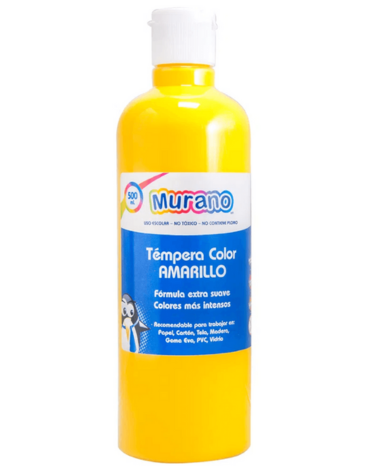 Frasco de Témpera Color Amarillo Murano x 4 Unds. Medida: 500 ml