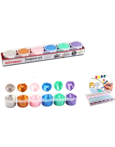 6 Set de Tempera Solida Metalizada (1 Set Trae: 6 PCS)
