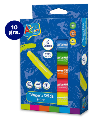 4 Set de Tempera Sólida Art & Craft Colores Surtidos (1 Set Trae 6 PCS) Medida: 10 gr