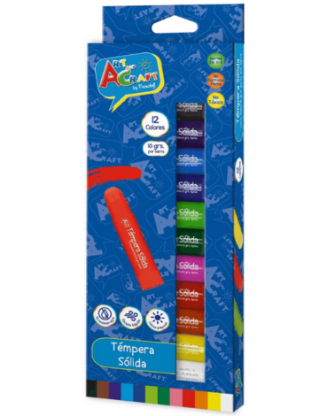 4 Caja Tempera Solida 12 Colores 10 Gr Art & Craft (1 Caja Trae: 12 PCS)