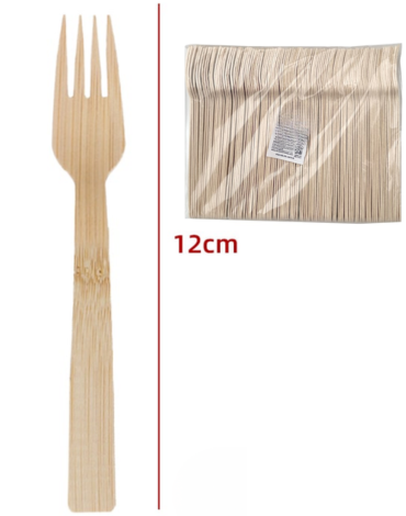 6 Set de Tenedor de Madera (1Set Trae 100 PCS) Medida: 12 cm aprox.