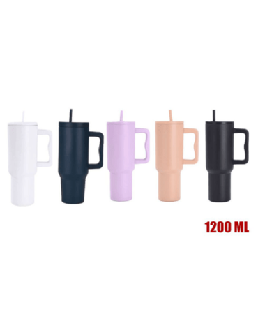 Termo para Auto con Bombilla y Asa x 4 Unds. Capacidad : 1200 ML