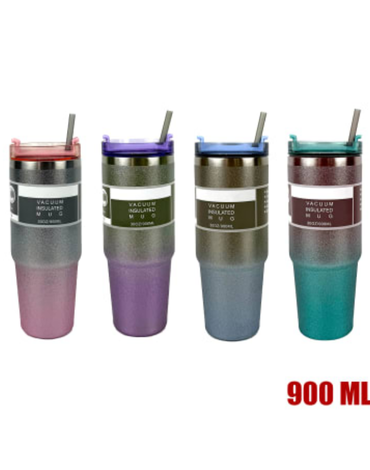 Termo para Auto con Bombilla y Tapa Antiderrame x 4 Unds. Capacidad : 900 ML