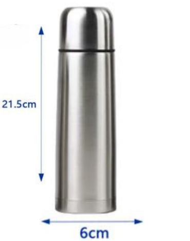 Termo Metálico de 500 ml x 4 Unds. Medida: 21.5 x 6 cm  aprox.