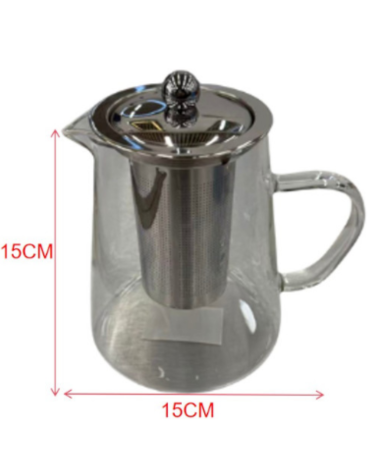 Tetera de Vidrio para Te con Filtro 750 ml x 4 Unds.Medida: 15 x 15 cm aprox.