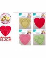 Blonda de Papel con Forma de Corazón x 300 Unds. Medida: 15.2 cm aprox.
