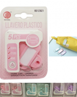 12 Set Llavero para Etiqueta Colores Surtidos (1 Set Trae 5 Pcs)