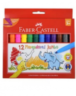 4 Cajas de Plumón Marcador 12 Colores Jumbo Punta Redonda Faber Castell.