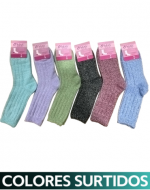 Calceta Mujer Acanalado de Plush x 12 Pares.