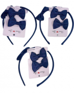 36 Set Cintillo con Pinches Escolares Color Único (1 Set Trae 3 Pcs)