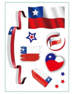 Pegatina Bandera de Chile x 12 Unds. Medidas: 15*21 cm aprox