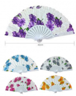 Abanico con Diseño de Flores x 12 Unds. Medida: 42 cm aprox.