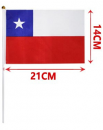 Bandera de Chile con Palito  x 12 Unds. Medida: 14 x 21 cm aprox.