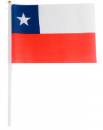 Bandera de Chile con Palito Similar Seda x 12 Unds. Medida: 38 x 30 x 20 cm aprox.
