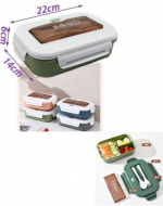 Bento para Lonchera con División + Cubiertos x 6 Unds. Medida: 22 x 6 x 14 cm aprox.