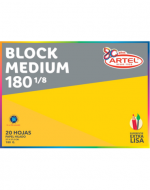 Block de Dibujo Medio 180 1/8 20 Hojas de 180 g ARTEL x 3 Unds. Medidas: 27 * 37,5 cms aprox.