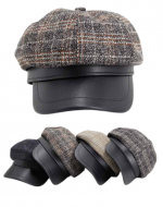 Boinas Mujer 6 Paneles Escocesa con Cuerina x 12 Unds.
