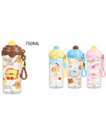 Botella de Agua Plástica con Diseño Colores Surtidos x 6 Unds. Medida: 750 ml aprox.