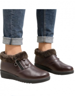 Botines Eco Cuero de Mujer Color Café x 12 Pares. Talla: 36 al 41