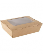 Caja Kraft con Ventana x 100 Unds. Medida: 14 x 12 x 5 cm aprox.
