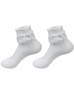 Calcetines Juvenil con Vuelos Color Blanco x 24 Pares. Talla: 13 a 16 años.