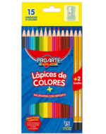 6 Cajas Lápices de Colores + 2 Grafitos + Saca Punta  Pro Arte (1 Caja Trae: 15 Colores)