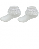 Calcetines de Bebe Blanco con Vuelo x 24 Unds:Talla:0 a 3 Meses.
