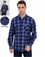 Camisa de Hombre con Polar Colores Surtidos x 16 Unds. Talla:  41 - 42 - 43 - 4 4- 45