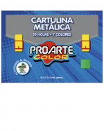4 Carpeta Cartulina Metálica Pro Arte (1 Set Trae:10 Hojas - 7 Colores) Medida : 23,8 x 31,9 cm aprox.