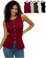 Chaleco de Mujer Sin Manga Colores Surtidos x 12 Unds.Talla: S - M - L