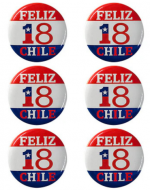 10 Set Chapa de Feliz 18 Chile Modelos Surtidos.Medidas:4.5 cm aprox.(1 Set Trae: 6 PCS)