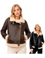 Chaqueta Eco Cuero de Mujer con Polar Prelavada Colores Surtidos x 16 Unds.Talla : XS - S - M - L
