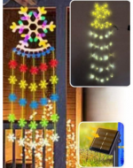 Colgante Navideño Solar Copo de Nieve x 4 Unds.Medida: 30 x 100 cm aprox.